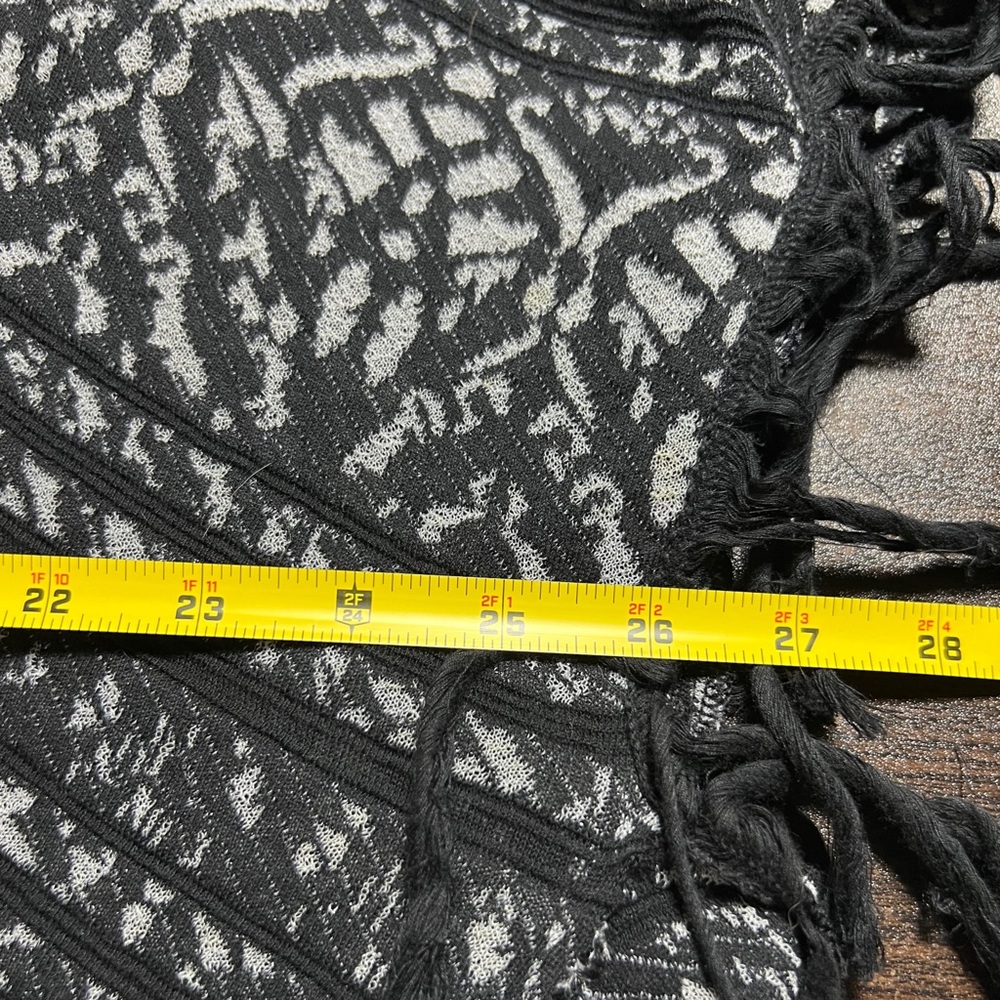 Free People Black Silver Boho Fringe Open Front Cardigan Kimono XS/S Oversized - Picture 7 of 13